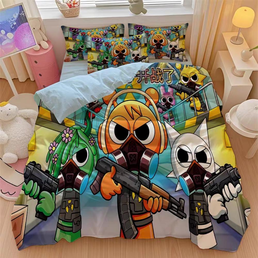 

Cartoon Rhythm Game Duvet Cover pillowcase Bedroom Decoration Children Gift adult Single Double bed Large SizeZip Duvet Cover 90x200cm помаранчевий