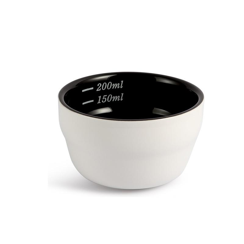 200ml Ceramic Coffee Cup Thickened Measuring Bowl Heat Resistant U Cupping Cup with Spoon Espresso Measuring Cup with Scale