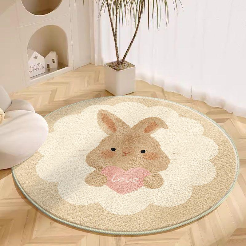 Round Carpet Living Room Plush Mat Thick Children's Room Reading Area Cartoon Bedroom Study Swivel Chair Soundproof Foot Mat