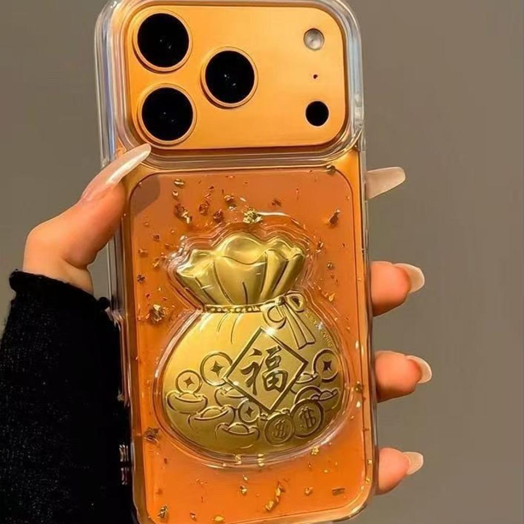 3D Drip Glue Phone Case Lucky Bag for Apple 17PROMAX Internet Celebrity Trendy Brand Minimalist Style New Year Drip Glue Case