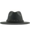 European, American and British Style Retro Fringed Pearl Chain Woolen Felt Hat Wide-brimmed Top Hat Korean Jazz Hat Lady Hat Tide