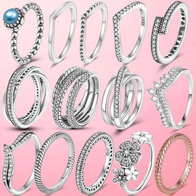 925 Silver Stackable Infinite Heart Daisy Flower Ring for Women Original Silver 925 Rings Brand Jewelry Gift