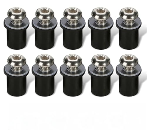 

Болты для экрана, набор из 10 штук, резиновые гайки, винты для ветрового стекла, с шестигранным ключом, экран обтекателя, крепление обтекателя/экрана (Серебряный)