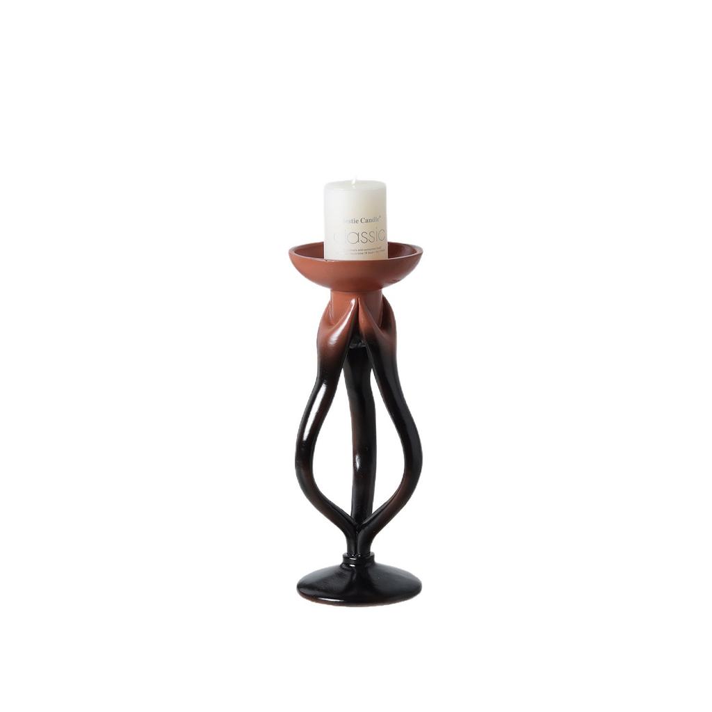 Resin Handicrafts Candlestick Hollowed-out and Wrapped Abstract Candle Holder Desktop Storage Container Home Decoration