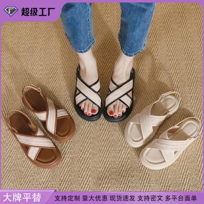 Grape mother platform sandals women's fashion outer wear 2025 summer new models step on shit feeling Korean version women's shoes soft soles are n