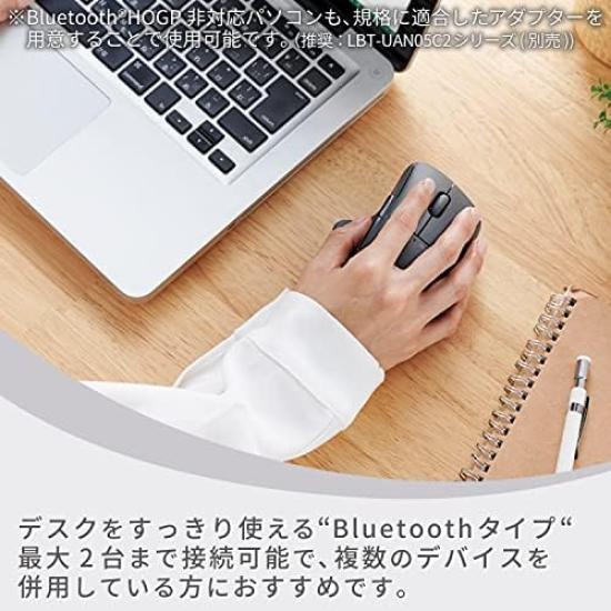 ELECOM SHELLPHA Wireless Mouse, Bluetooth, Quiet, 5 Buttons + Tilt Wheel, Black, M-SH30BBSKBK