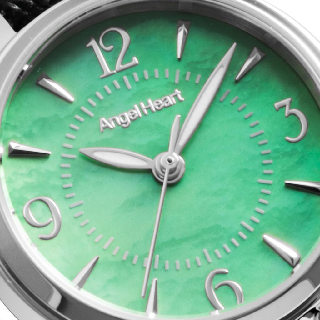 Flowery Time Solar 3 ATM Water Mineral Green [AngelHeart] Watch, Powered, Resistant, Glass, Mother-of-Pearl Dial, OAA25S-BK-PGR-AM, Women's