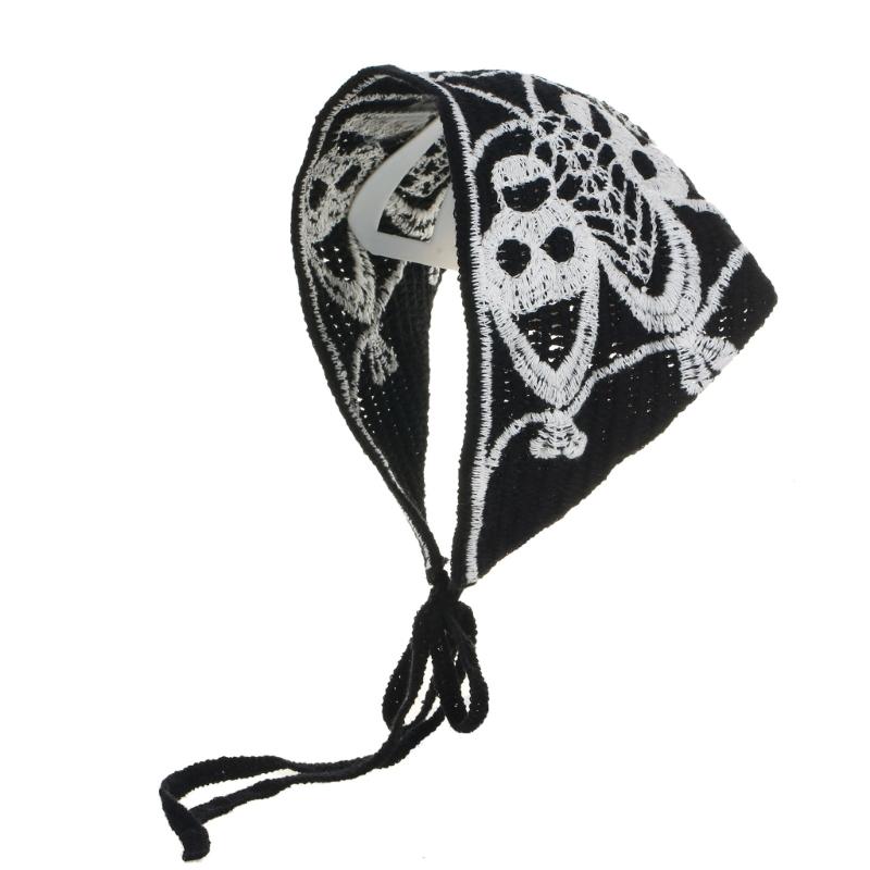 

MXMB Повязка на голову в виде черепа, шарф, вязаный головной убор скелета для улицы, креативный шарф для волос на Хэллоуин с узором скелета