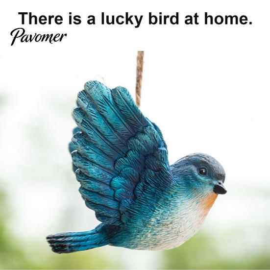 Colorful Hanging Bird Ornaments 3Pcs Resin Ornament, Hand-Painted Figurine with Jute String, Animal Statues for Garden Weatherproof Outdoor Tree Patio