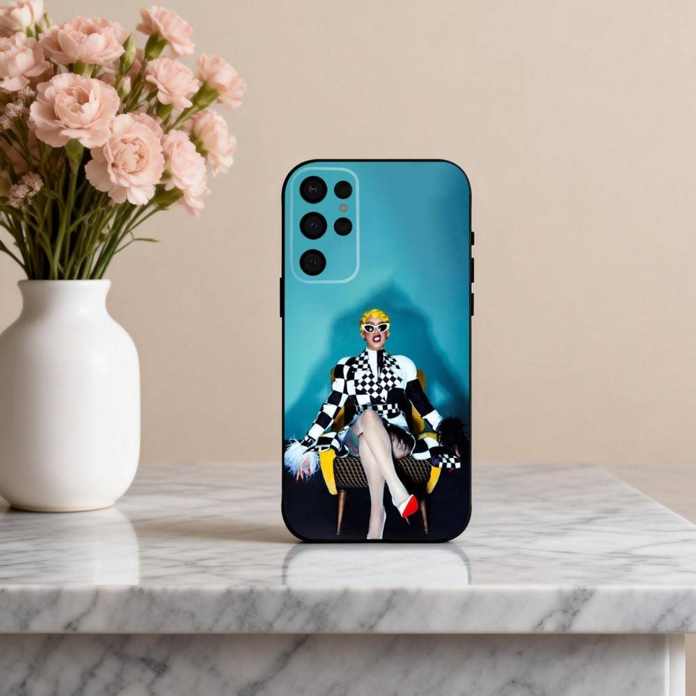 Selbstbewusste C-Cardi B Sängerin Handyhülle Für Samsung S25,24,23,22,30,21,10,9,Ultra,Plus,Lite,FE,4,5 G Weiche Schwarze Hülle