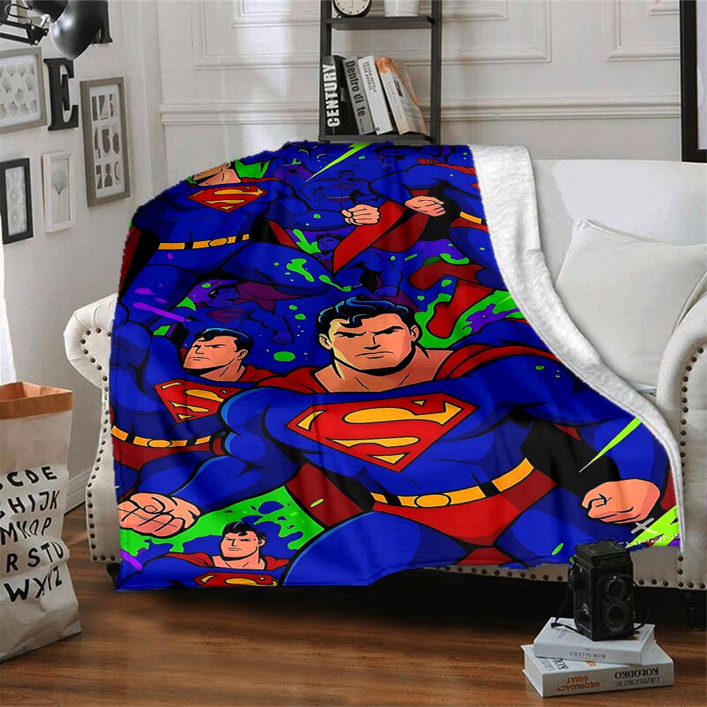 1pc Superman, Comic Art Print Blanket Polyester Fiber, All Season Comfort for Sofa, Bed, Office, Car, Camping Ideal Home Decor & Gift, Office Comfort