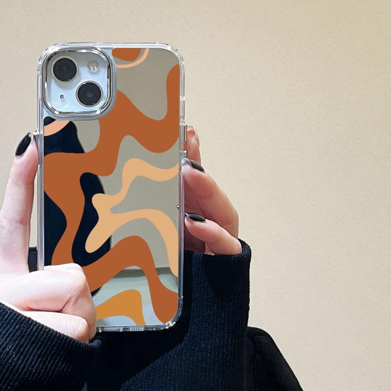 Yellow line mirror iPhone17promax mobile phone case 14/15 electroplating buttons 16 Apple 13 all-inclusive x