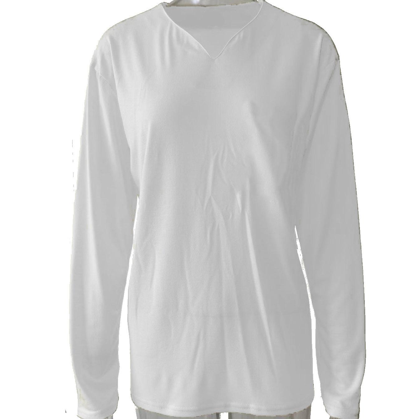 

Сплошной цвет, большой размер, спортивная футболка без кармана, мужская эластичная осенняя мужская футболка с длинным рукавом и v-образным вырезом S белый