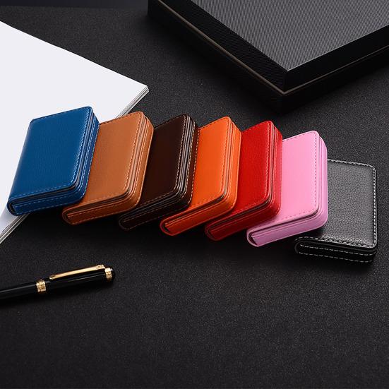 Faux Leather Business Card Holder with Magnetic Closure Slim Compact Size Portable Business Card Carrier Name Card Organizer