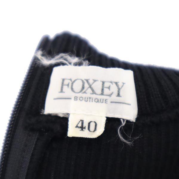 FOXEY Long Sleeve Knit One Piece 40 Black Series Back Zip Women Used
