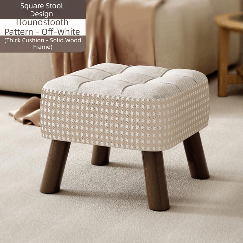 Sturdy Wooden Legs Low Stool Soft Upholstered Seat Cream Style Ottoman Ottoman  Daily Home Use