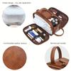 Waterproof Vintage Leather Toiletry Bag Travel Wash Case Pouch Shaving Dopp Kit Bathroom Makeup Organizer Cosmetic Bag