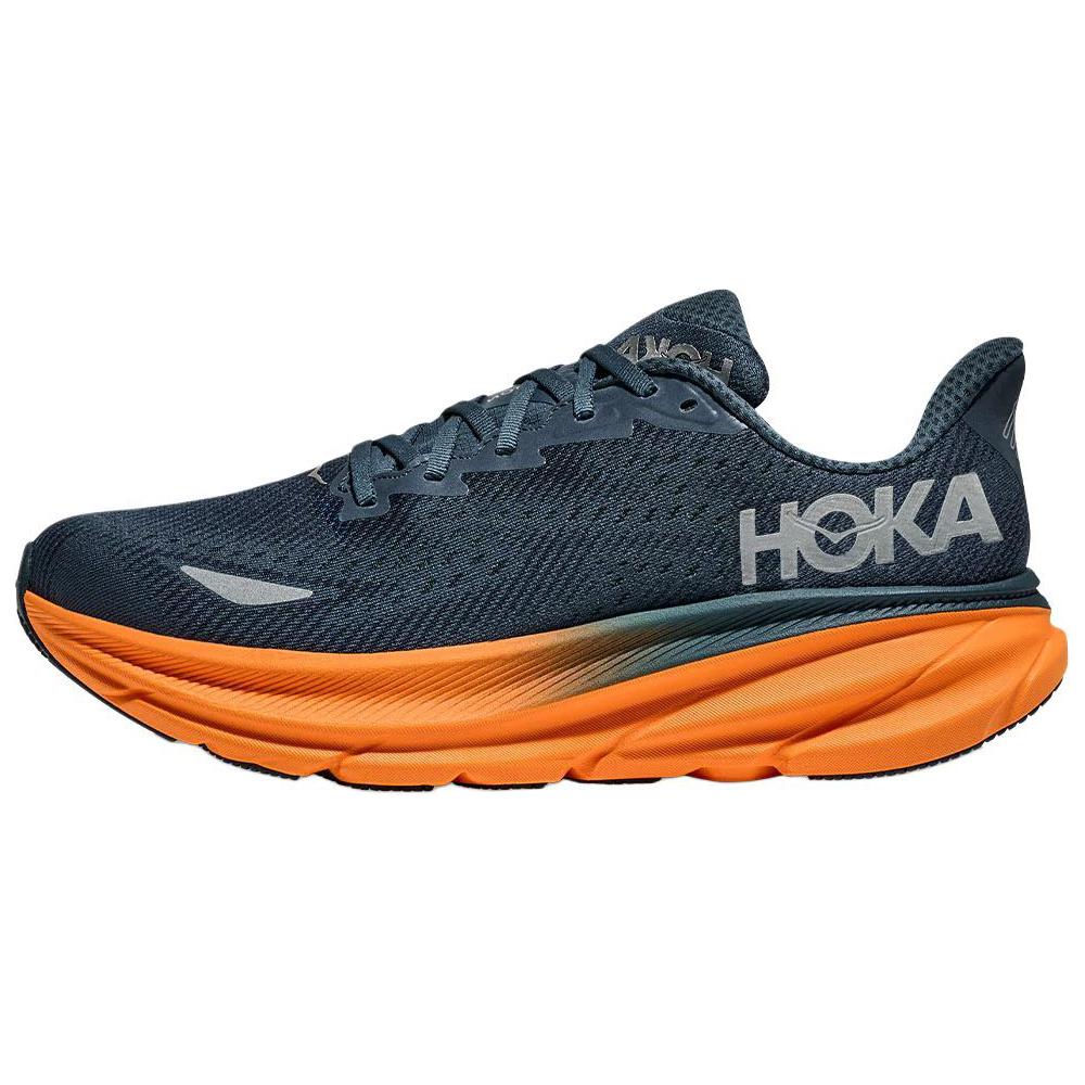 HOKA One One Clifton 9 Gtx Comfortable Versatile Slip-Resistant Durable Low-Top Casual Running Shoes Men Sneaker Blue Orange 1141470F-SGZ