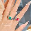Mode Leichter Luxus Temperament Prinzessin Quadratischer Diamant Simulation Rubin Ring Retro Baumwolle Smaragd Einfach Vielseitig Damenring