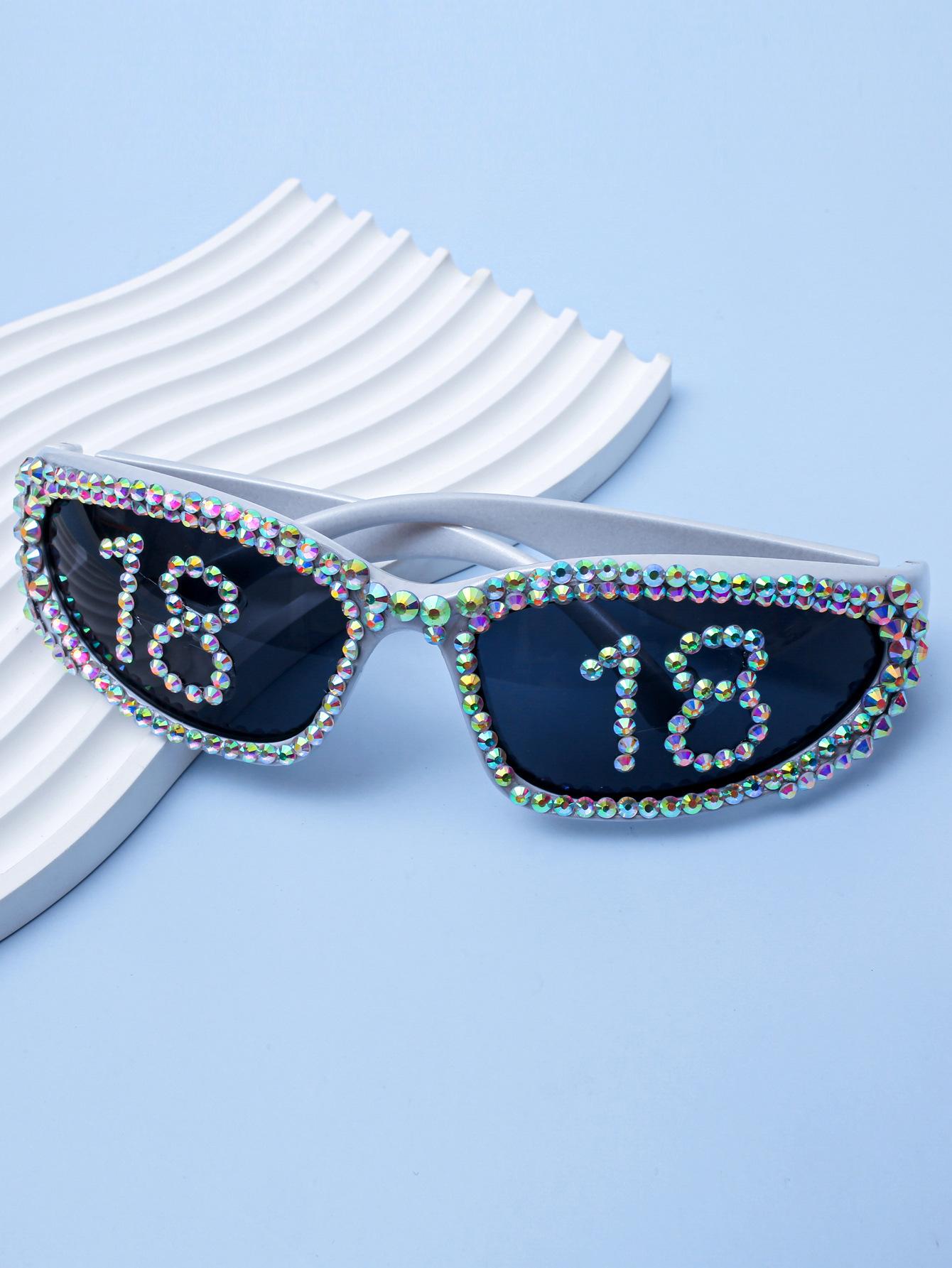 Style Party Sunglasses Fashion Trend Rhinestone Oval Glasses Sunglasses Unisex Digital Glasses