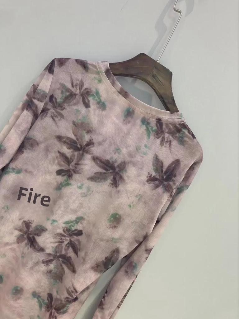 Włoski Styl Elegancka 2024 Letnia Artystyczna Rozmazana Niepillingująca Koszula Damska