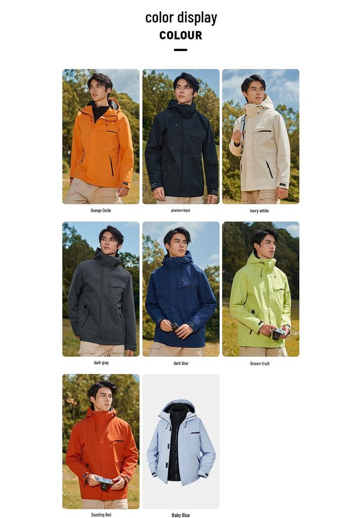 New Unisex Outdoor 3-in-1 Windproof Waterproof Mountaineering Jacket Set: Men's Warm Breathable Shell