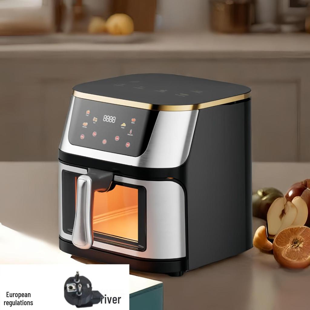 Stainless Steel Touchscreen Air Fryer for Home Use - Large Capacity Electric Fryer for Chicken & Fries
