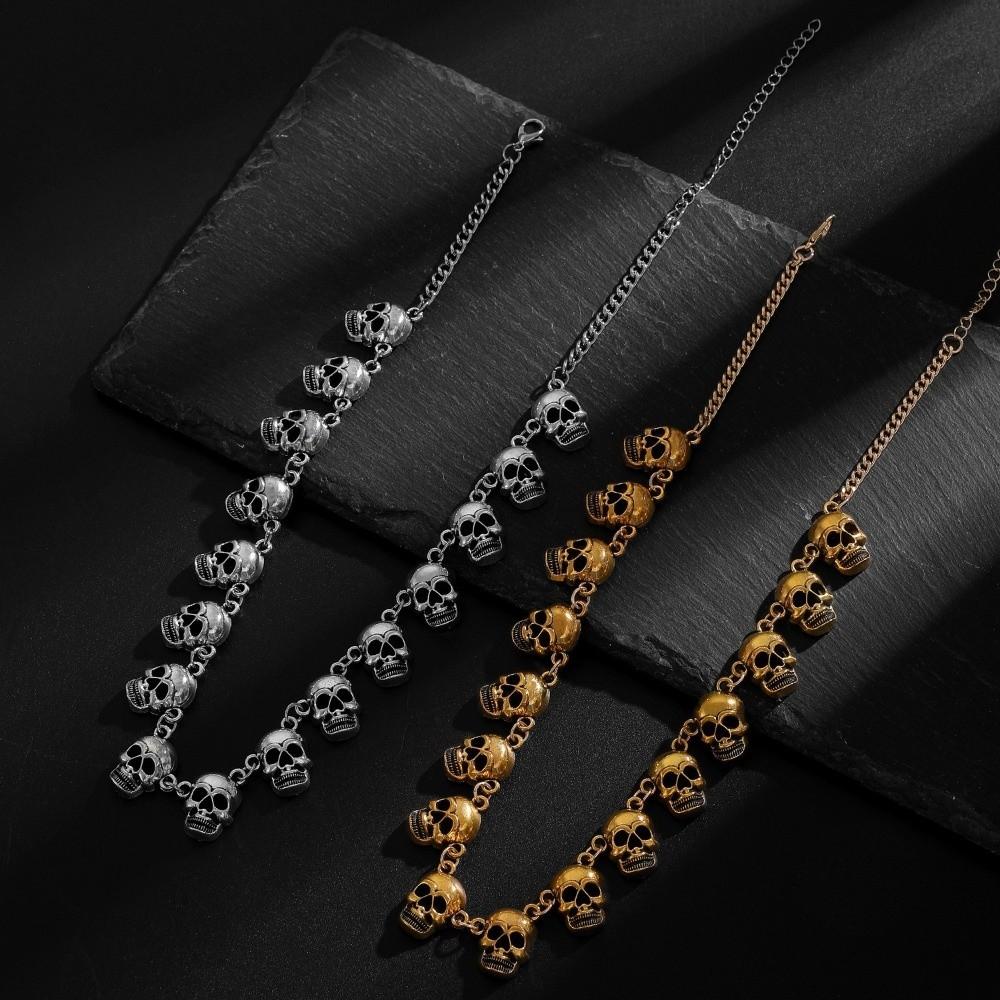 Punk Style Clavicle Chain Gothic Beaded Bracelet Creative Skull Necklace Women