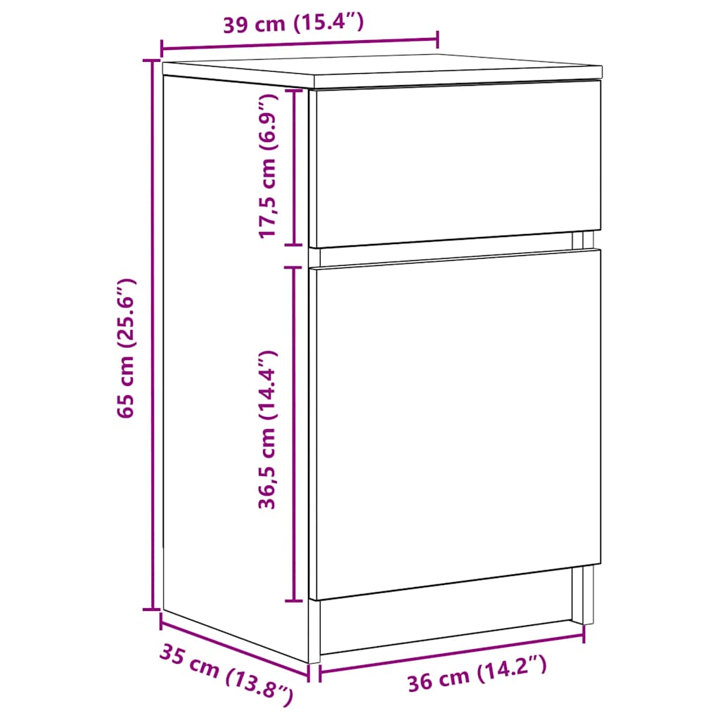 Nightstand Concrete Gray 39x35x65 cm Engineered Wood