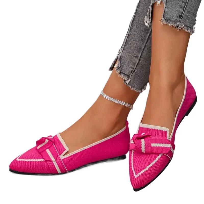 Chaussures pour femmes Mocassins Ballerines Bout pointu Pieds nus Slip-on Décontracté Talon bas Marque de luxe Chaussure pour femme Nouveau en Papillon