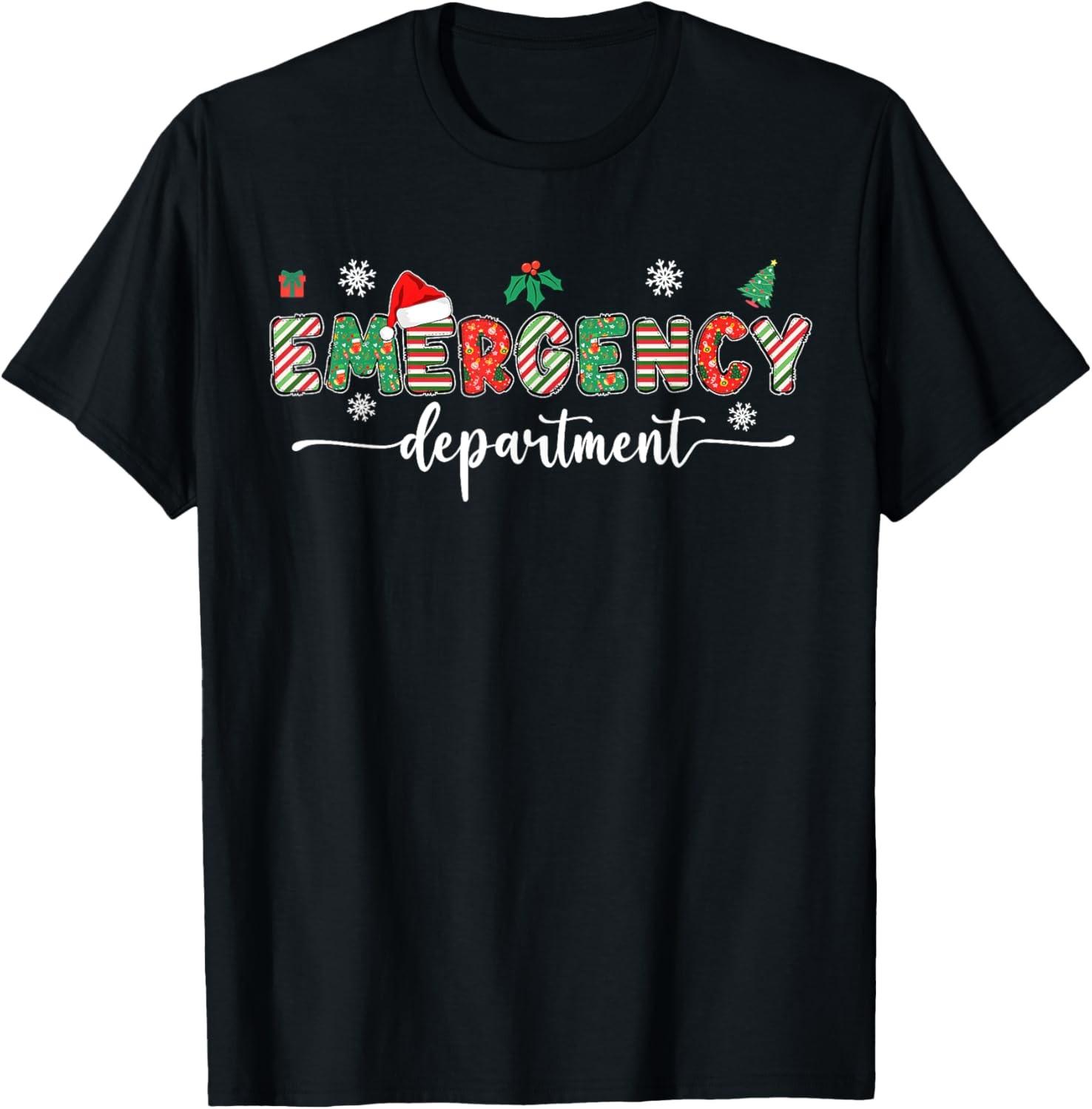 Groovy Emergency Department Christmas Santa ER Crew Nurse T-Shirt S разноцветный