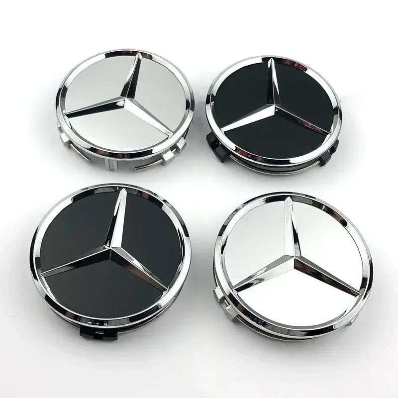 Mercedes Benz wheel center cap 4pcs black 75mm Hubcap w204 w211 w205 W212 amg w203 w213 w124 w176 w177 accessories For Mercedes BC2