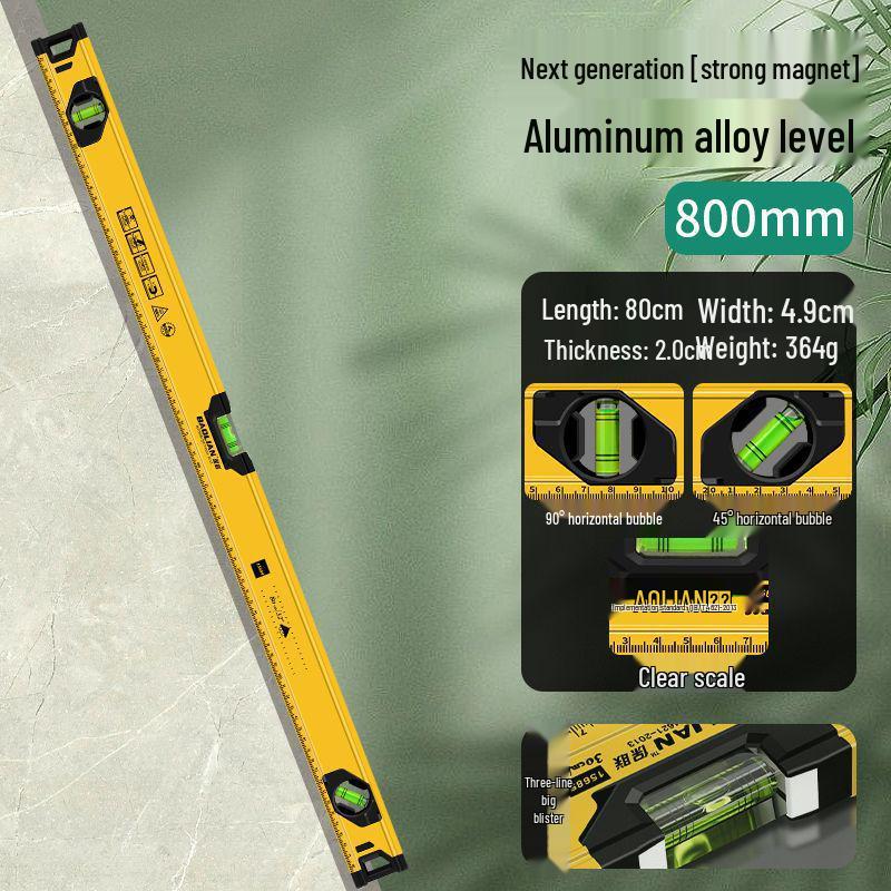 High Precision Magnetic Aluminum Bubble Level - Drop-Proof Household Tool