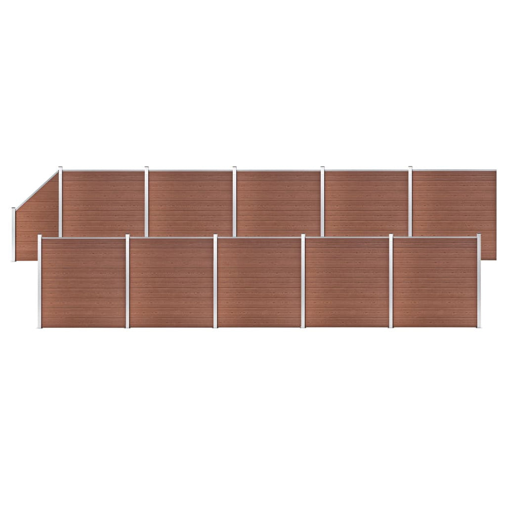 Ensemble de clôture WPC 10 Carré + 1 Incliné 1830x186 cm Marron