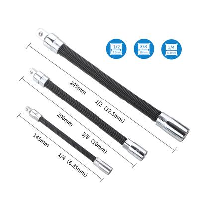 Flexible Shaft 1/4 3/8 1/2 High Torque Extension Bar Conversion Head Drive Socket Ratchet Wrench Hand Spring Post Extension Rod