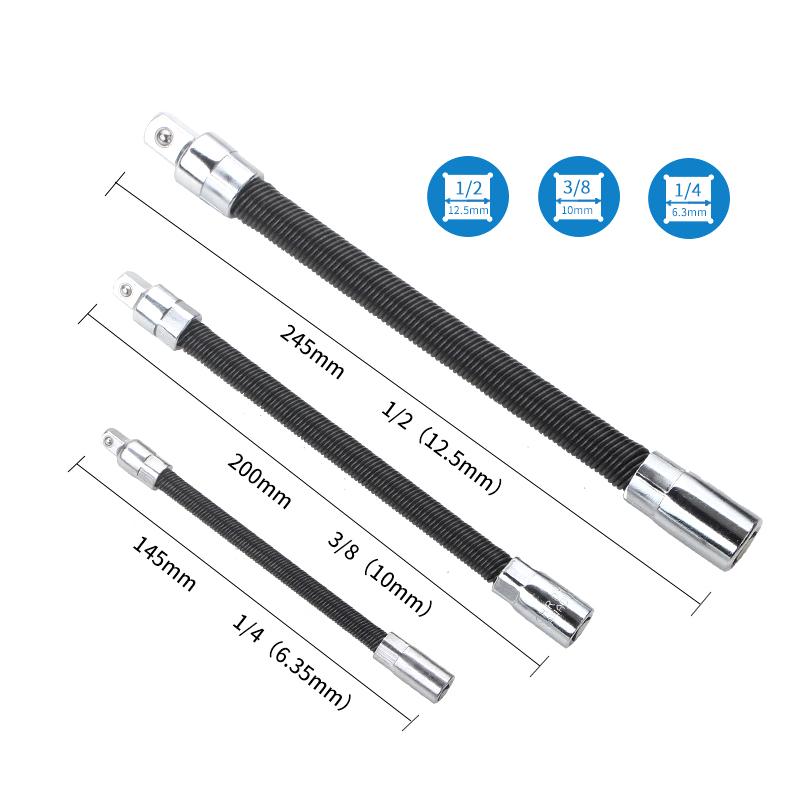 Flexible Shaft 1/4 3/8 1/2 High Torque Extension Bar Conversion Head Drive Socket Ratchet Wrench Hand Spring Post Extension Rod