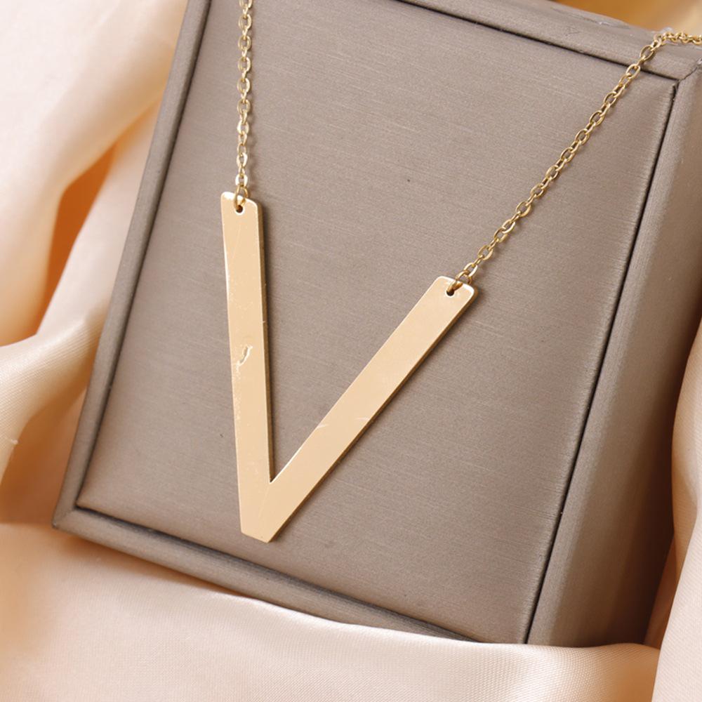 Minimalist Gold Plated Titanium Steel English Letter Pendant Necklace