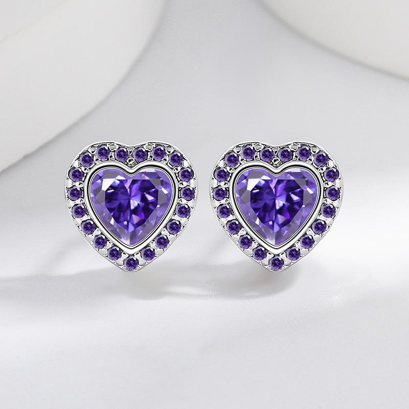 2026 Inlaid Zircon Peach Heart Earrings Women's Small Love Earrings for Your Heart, Women's Cute Heart Earrings