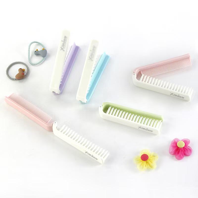 Folding Pocket Hair Comb, 2-in-1 Foldable Plastic Hairbrush, Lightweight Portable Travel Hair Styling Tool for Ladies Daily Use