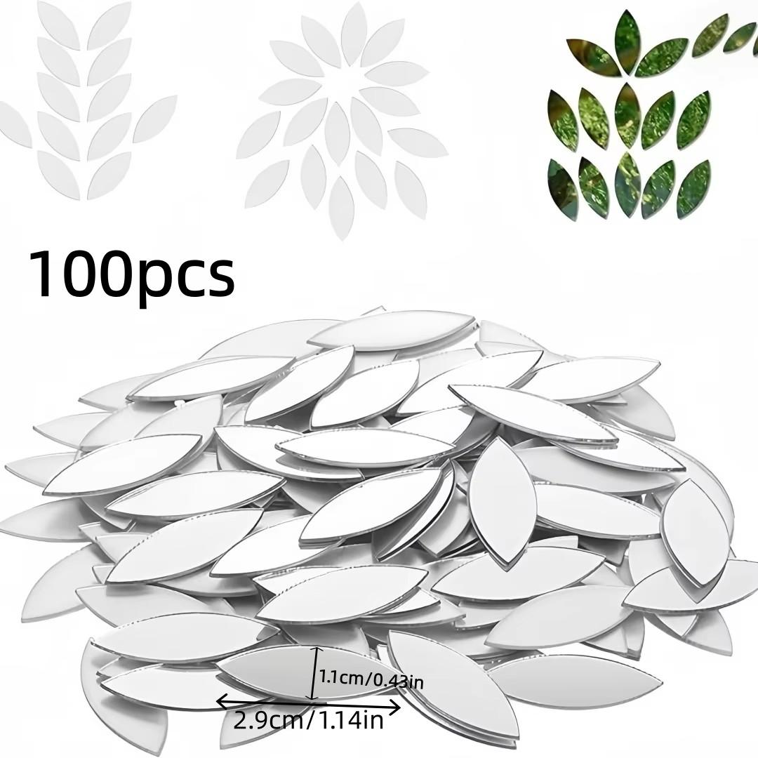 

100pcs Pieces of Rectangular Mirror Wall Stickers Self-adhesive Handmade DIY Plastic Material Decorative Mirror Stickers 1.97inX0.39in