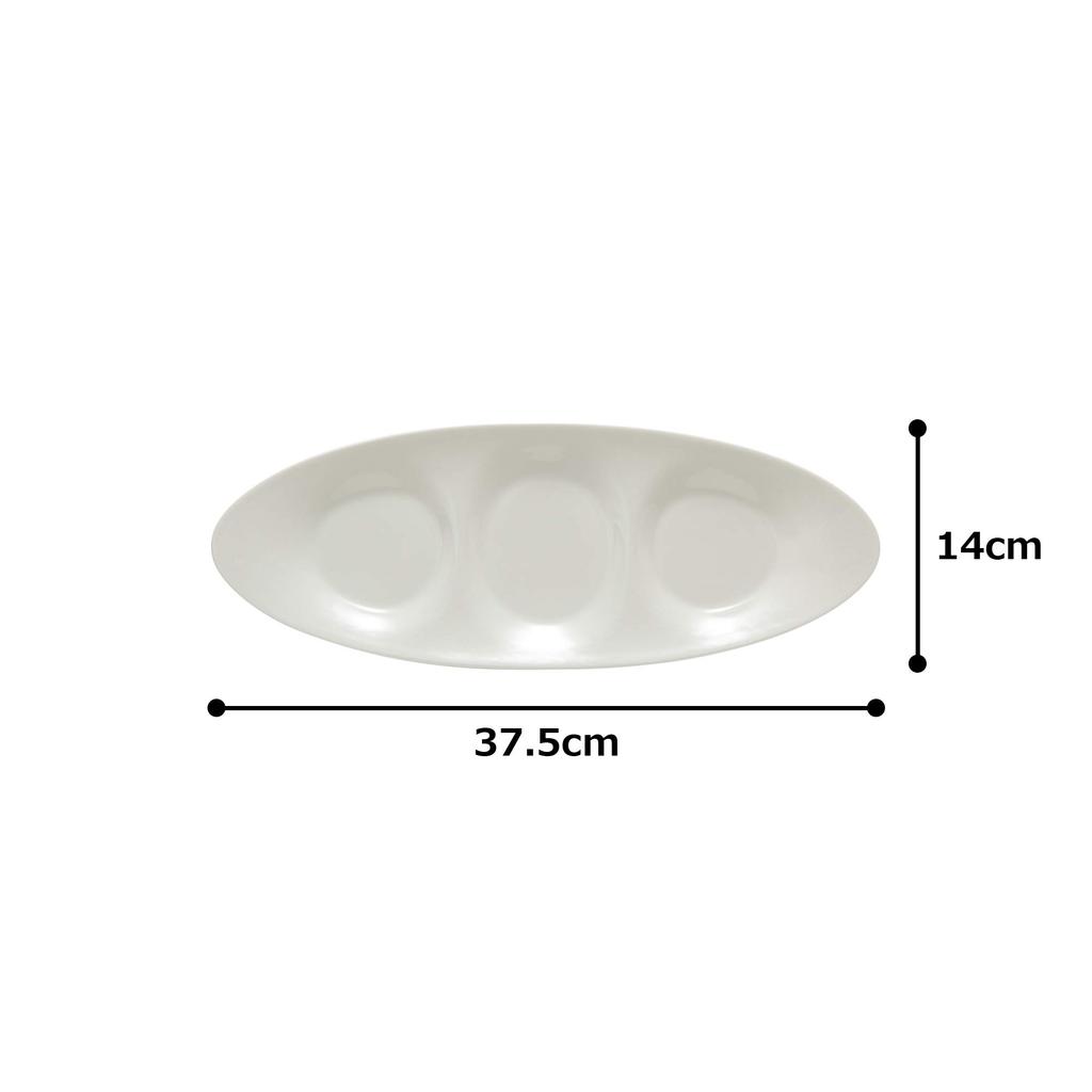 NARUMI Styles 38cm Oval Triple Compartment Plate, Bone China, 50617-3490