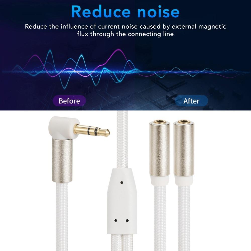 Gold Plated Headphone Splitter 3.5mm 1 Male To 2 Female Dual Output Aux Cord  for Phone