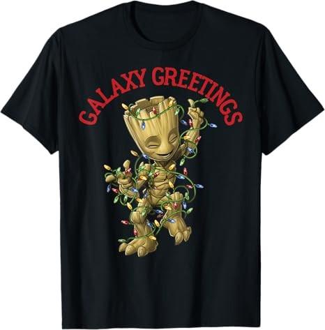 Christmas Groot Galaxy Greetings TShirt Unisex S