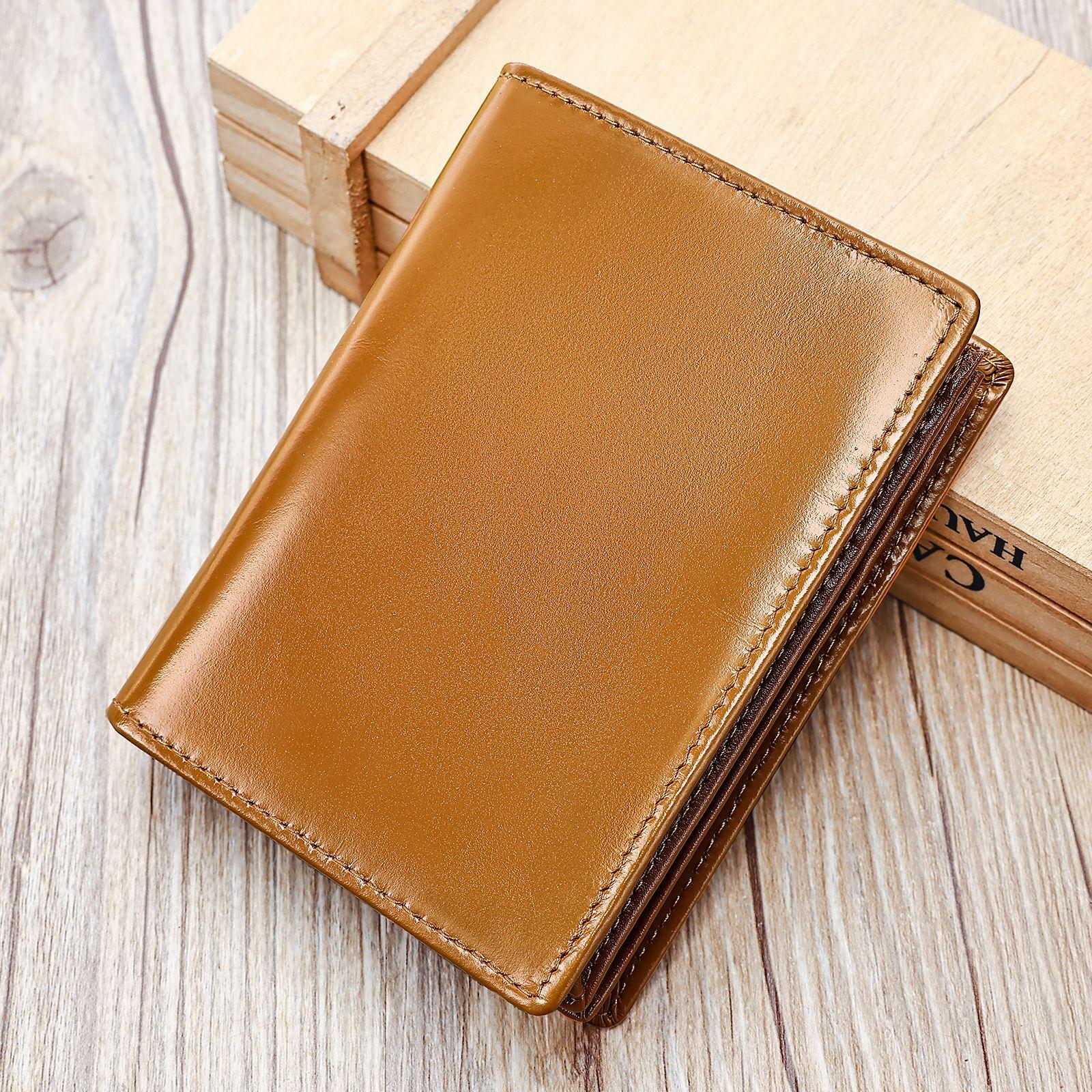 

Мужской кошелек из натуральной кожи с защитой от кражи, винтажный кожаный зажим для денег, чехол для карточек с несколькими положениями коричневый