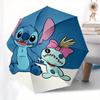 Stitch,Alien Automatic Folding Umbrella   Simple 8 Rib Design, Bright Cartoon Pattern, Durable Iron Frame, Suitable For Travel, Outdoor, Bea