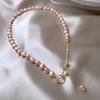 Romantic Pink Baroque Freshwater Pearl Choker Necklace For Women With Gold OT Toggle Clasp Pendant Jewelry
