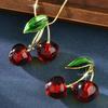 Cherry Pendant Necklace Sweater Chain Necklace Fashion Accessory Artificial Crystal Texture Present for Fashion Women