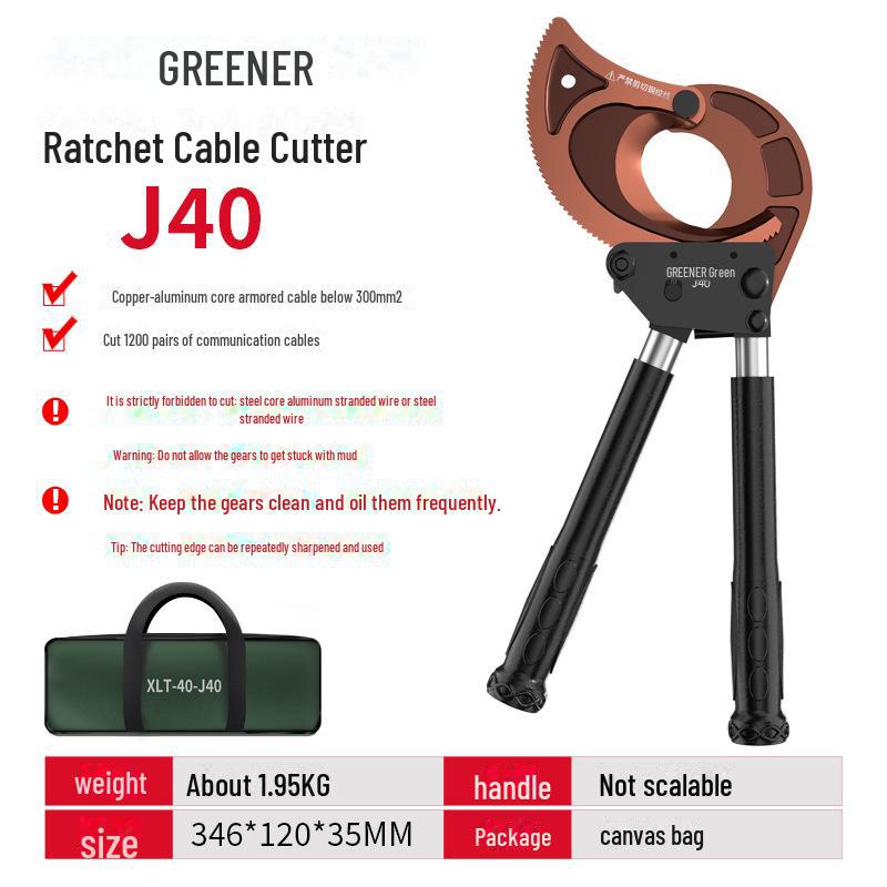 

Кусачки для кабеля и проволоки Green Forest с храповым механизмом J40
