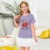 Girls' Round Neck Short Sleeves Christmas Witch  Group Print Casual Short Sleeves