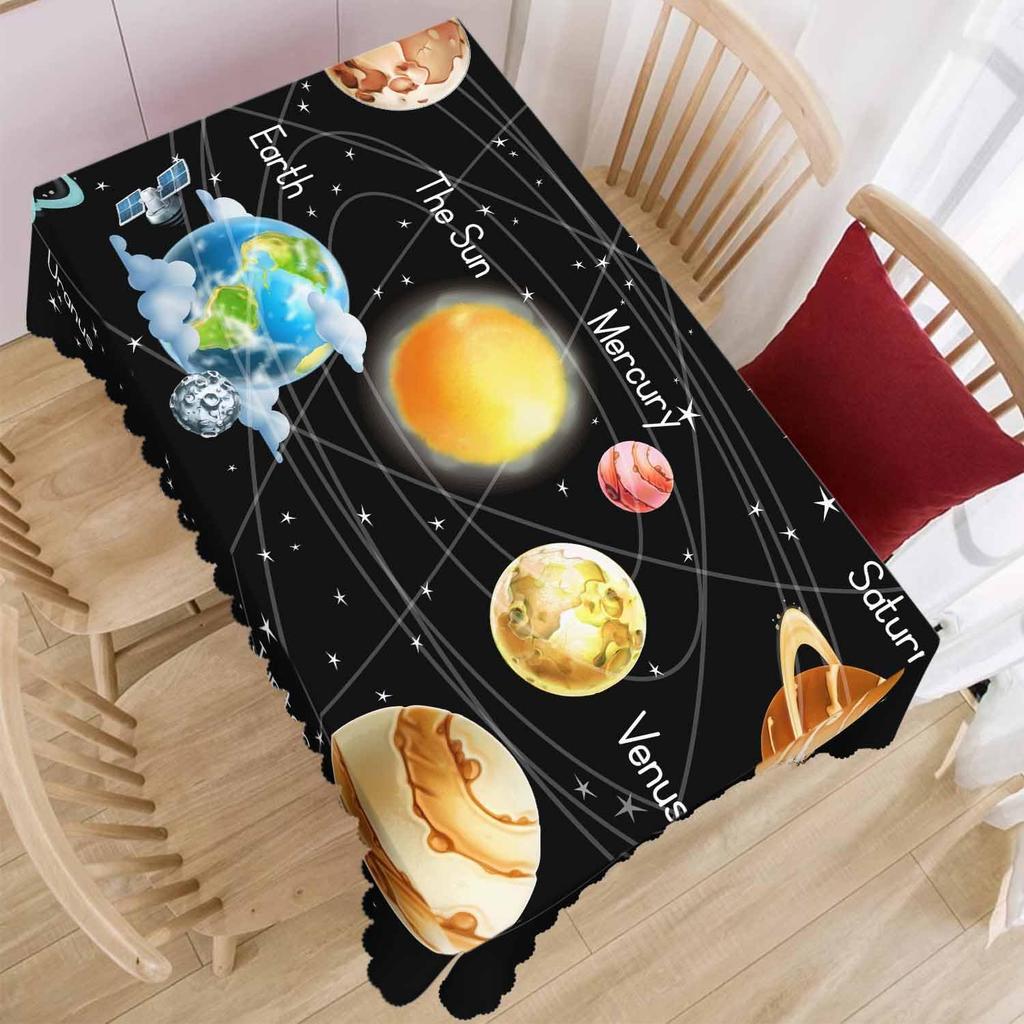 Solar System Waterproof Tablecloth Home Decorations Universe Galaxy Planets Space Table Cloths Kitchen Dining Table Party Decor